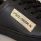 Dolce & Gabbana Elegant Black and Gold Low-top Leather Sneakers