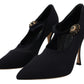 Dolce & Gabbana Black Socks Stretch Crystal Pumps Shoes