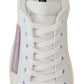 Dolce & Gabbana Chic White Pink Leather Low-Top Sneakers