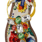 Dolce & Gabbana Majolica Crystal Embellished Leather Sandals