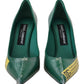 Dolce & Gabbana Green Leather Heels Pumps Plastic Shoes