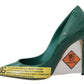 Dolce & Gabbana Green Leather Heels Pumps Plastic Shoes
