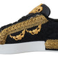 Dolce & Gabbana Black Gold Baroque Portofino Leather Sneakers Shoes