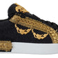Dolce & Gabbana Black Gold Baroque Portofino Leather Sneakers Shoes