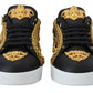 Dolce & Gabbana Black Gold Baroque Portofino Leather Sneakers Shoes