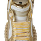 Dolce & Gabbana Elegant White and Gold Leather Sneakers