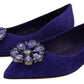 Dolce & Gabbana Embellished Crystal Purple Suede Flats