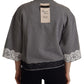 Dolce & Gabbana Chic Grey Cotton Heart Tee with Bell Sleeves