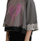 Dolce & Gabbana Chic Grey Cotton Heart Tee with Bell Sleeves