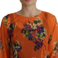 Dolce & Gabbana Elegant Floral Silk Blouse with Back Zipper