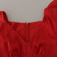 Dolce & Gabbana Elegant Red Silk V-Neck Ruffle Blouse