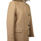 Sandro Women's Camel Kurt Wool Coat Fur Trim Hood