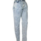 Saint Laurent Women's Blue Cotton Snow Wash Denim Jeans