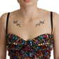 Dolce & Gabbana Multicolor Sleeveless Bustier Jeweled Spring Top