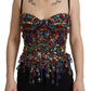 Dolce & Gabbana Multicolor Sleeveless Bustier Jeweled Spring Top