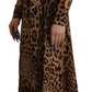 Dolce & Gabbana Elegant V-Neck A-Line Maxi Dress in Brown