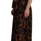 Dolce & Gabbana Elegant Leopard Print Silk Gown Dress