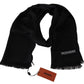 Missoni Black Wool Blend Unisex Neck Wrap Fringes Men's Scarf