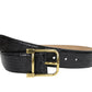 Gucci Women's Gold Square Buckle Black Crocodile Belt