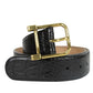 Gucci Women's Gold Square Buckle Black Crocodile Belt