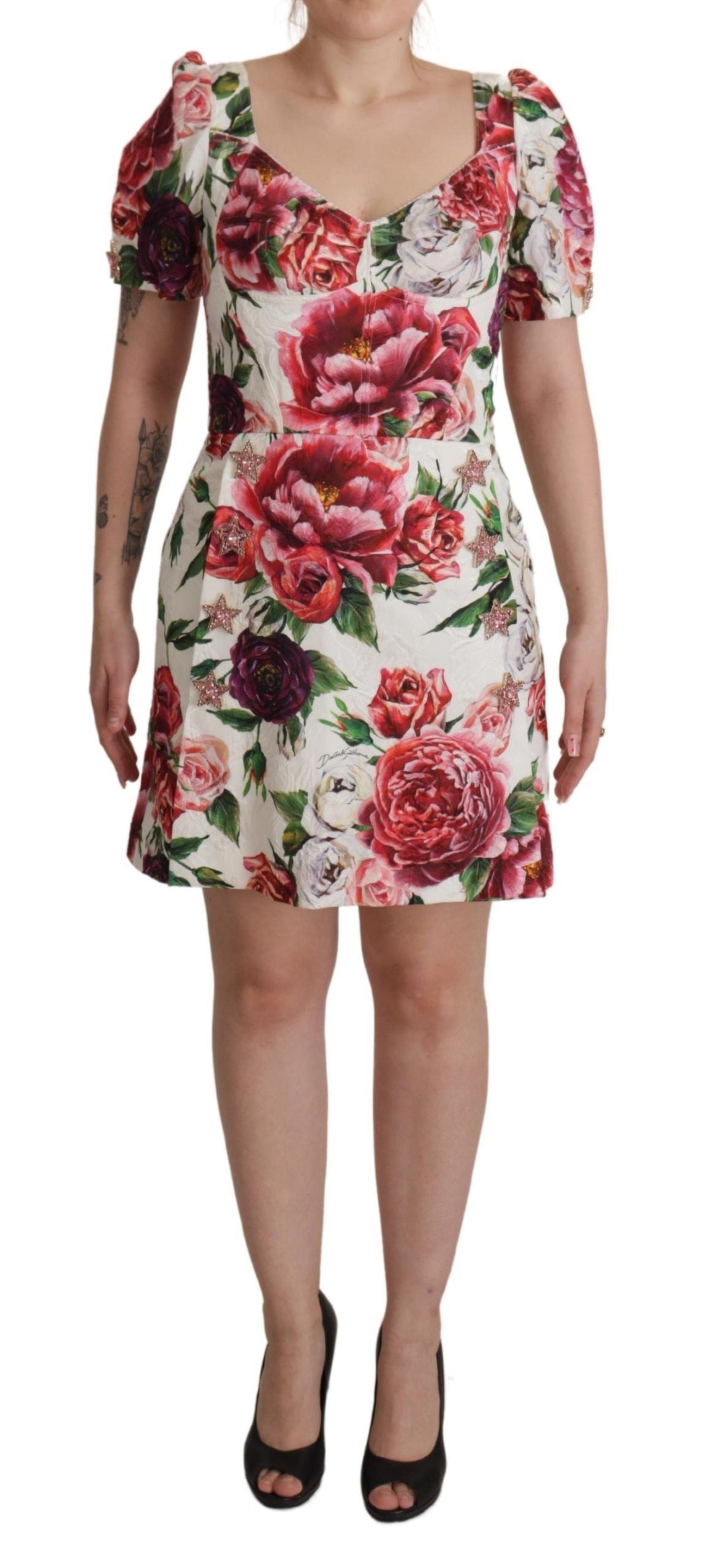 Dolce & Gabbana Elegant Floral A-Line Mini Dress