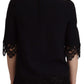 Dolce & Gabbana Elegant Beaded Logo Zip Sleeve Blouse