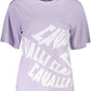 Cavalli Class Elegant Purple Print Tee with Chic Logo