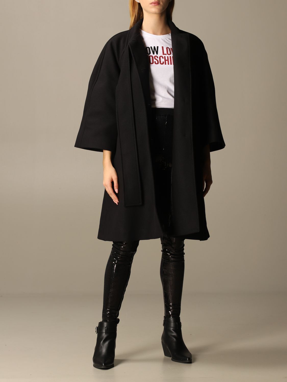 Love Moschino Black Wool Jackets & Women's Coat