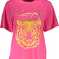 Cavalli Class Elegant Pink Cotton Tee with Signature Print