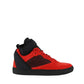 Balenciaga Men High Top Black Red Suede Leather Sneakers