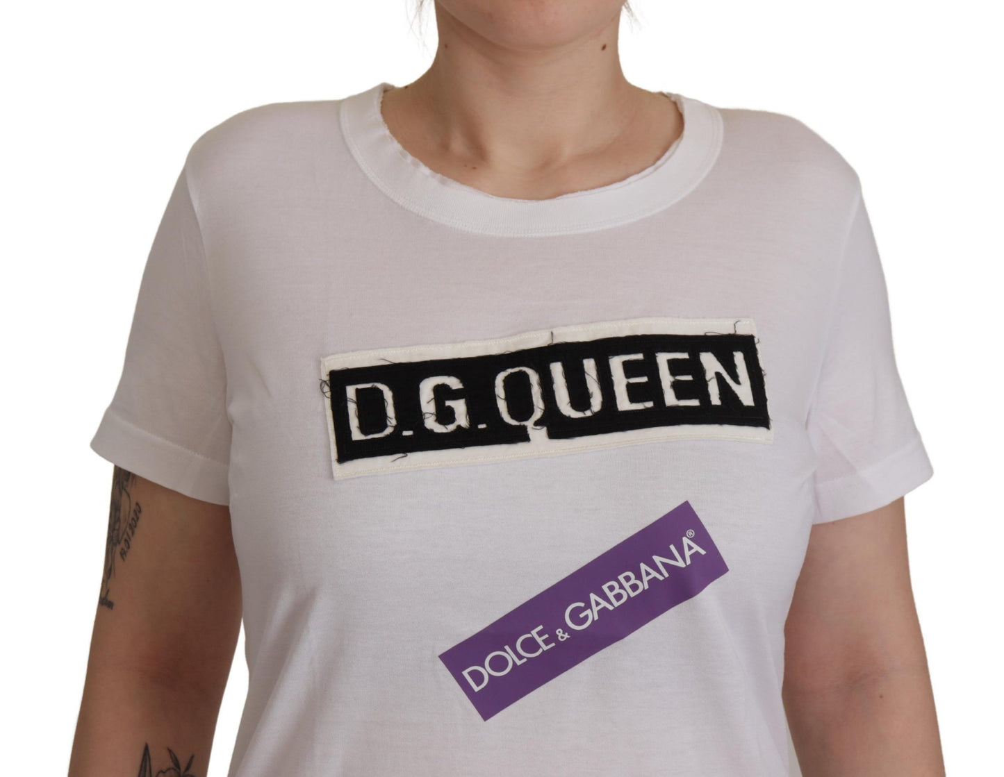 Dolce & Gabbana Elegant White Cotton DG Queen Tee