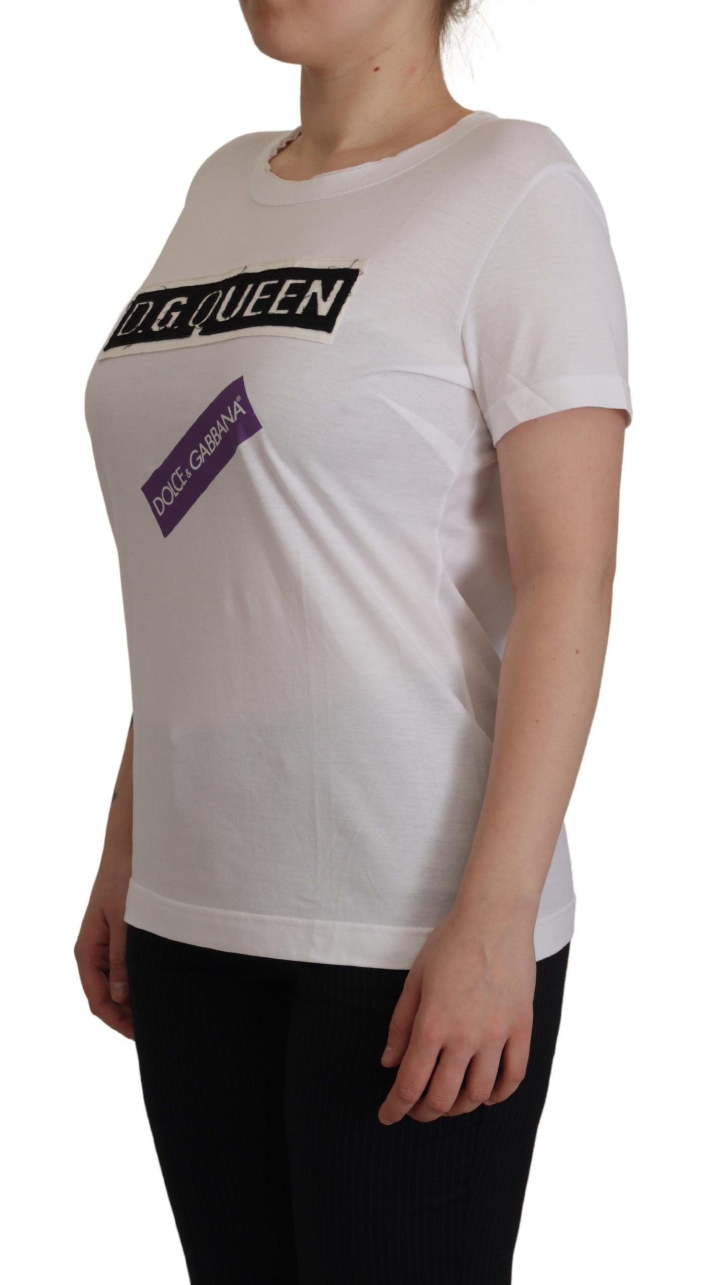 Dolce & Gabbana Elegant White Cotton DG Queen Tee