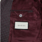 Gucci Men's 2 Buttons Grey / Burgundy Vichy Wool Gauze Jacket