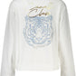 Cavalli Class Chic White Brushed Cozy Sweatshirt