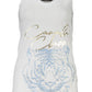 Cavalli Class Chic White Cotton Tank Top with Iconic Print