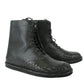 Bottega Veneta Men's Dark Gray Leather Side Zipper Boots