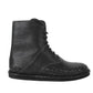 Bottega Veneta Men's Dark Gray Leather Side Zipper Boots