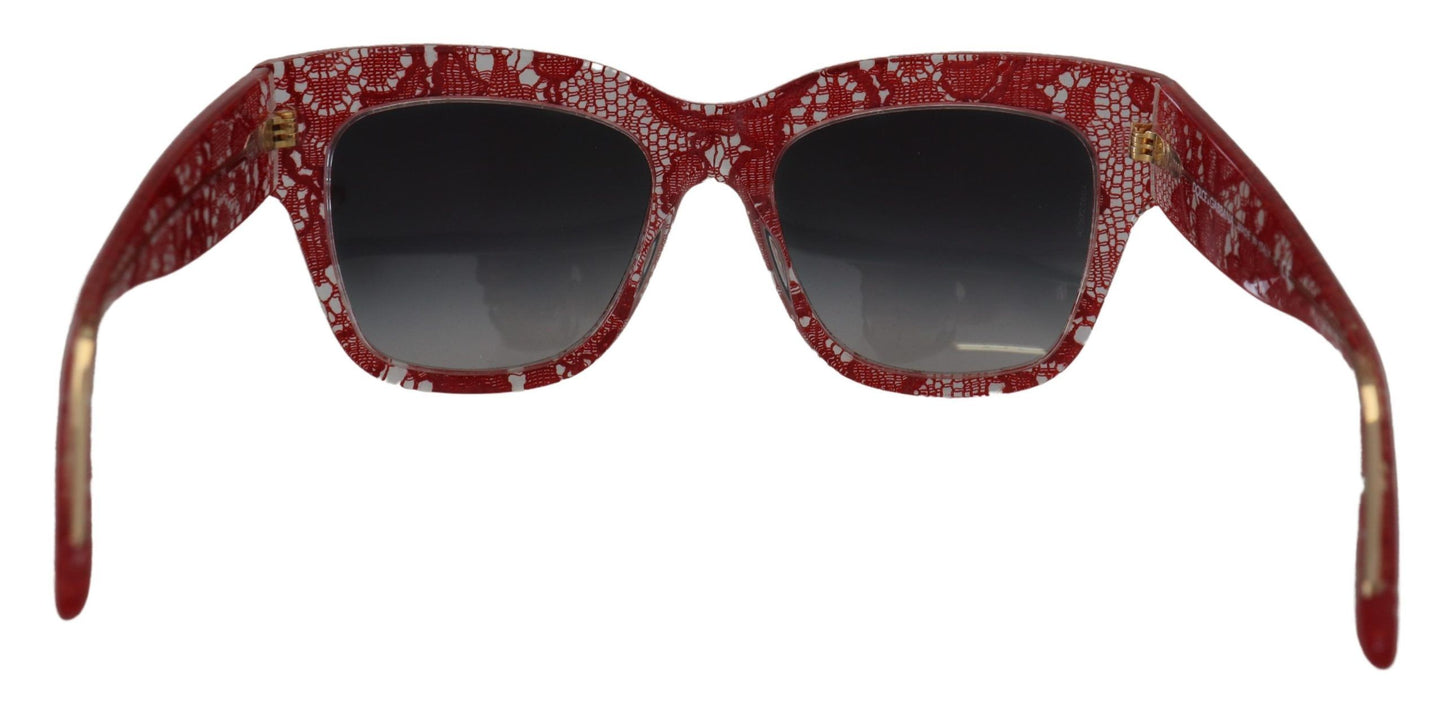 Dolce & Gabbana Elegant Lace-Infused Red Sunglasses