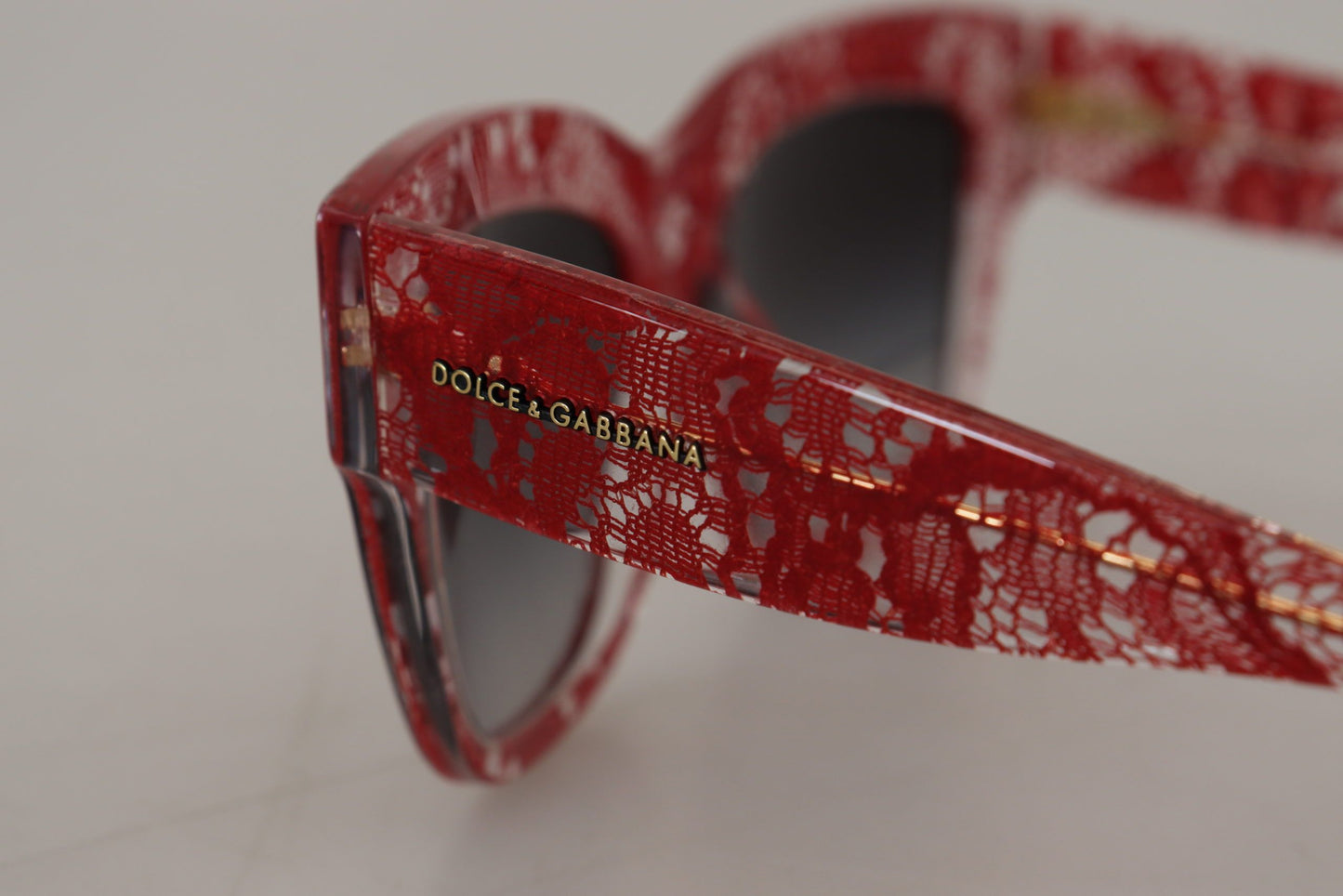 Dolce & Gabbana Elegant Lace-Infused Red Sunglasses