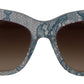 Dolce & Gabbana Blue Lace Acetate Rectangle DG4231 Shades Sunglasses