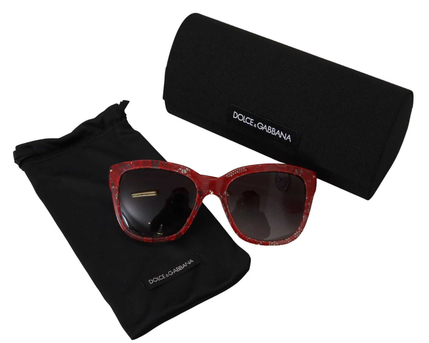 Dolce & Gabbana Elegant Red Lace-Insert Sunglasses