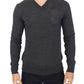 Ermanno Scervino Chic Gray V-Neck Wool Blend Pullover Sweater