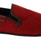 Dolce & Gabbana Red Suede Leather Slip On Loafers Men's Shoes