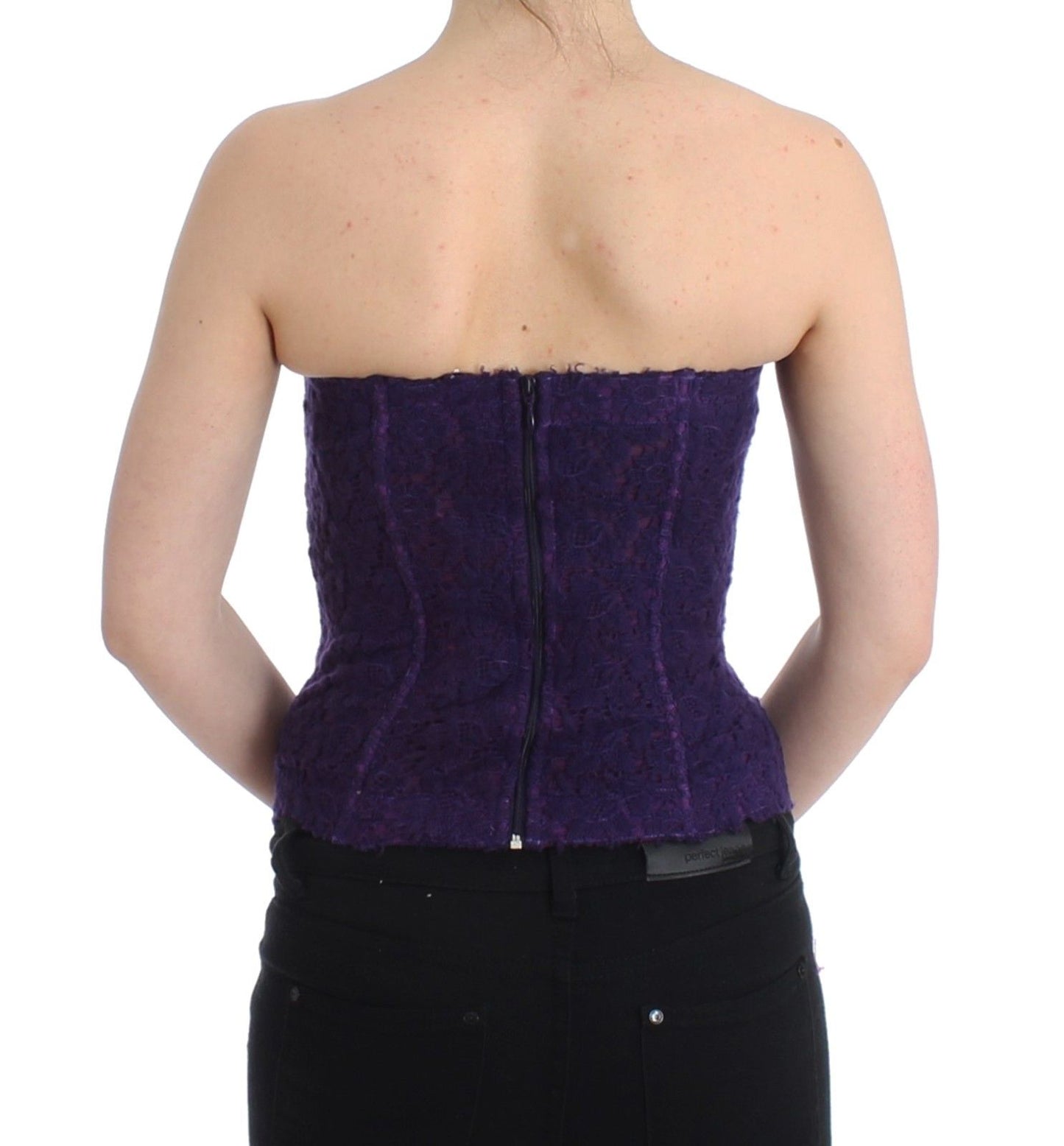 Ermanno Scervino Purple Lace Silk Blend Bustier Corset