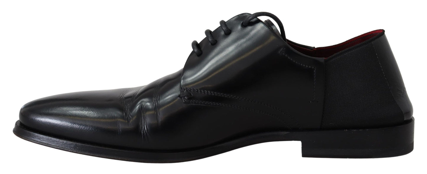 Dolce & Gabbana Black Leather Lace Up Men Dress Derby Shoes