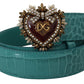 Dolce & Gabbana Elegant Blue Leather Belt with Gold Buckle