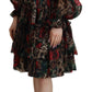 Dolce & Gabbana Silk Leopard Print & Red Roses Dress