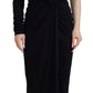 Dolce & Gabbana Elegant Black Sheath Wrap Wool Dress