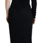 Dolce & Gabbana Elegant Black Sheath Wrap Wool Dress