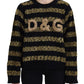 Dolce & Gabbana Elegant Black and Gold Crystal Sweater